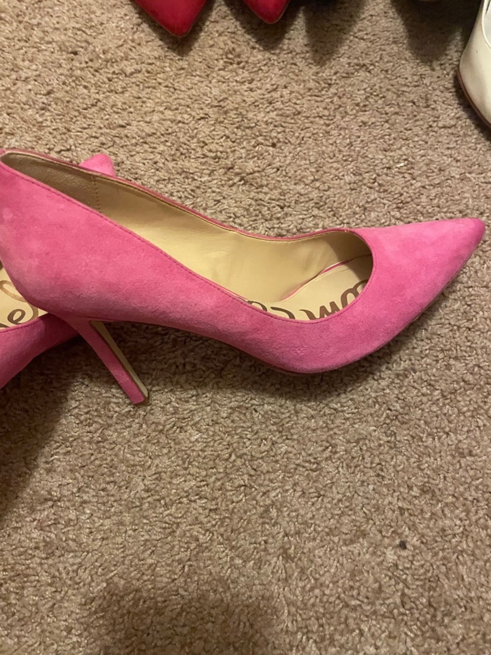 Sam Edelman Hot Pink Suede Pointed Toe Pumps - Picture 5 of 8
